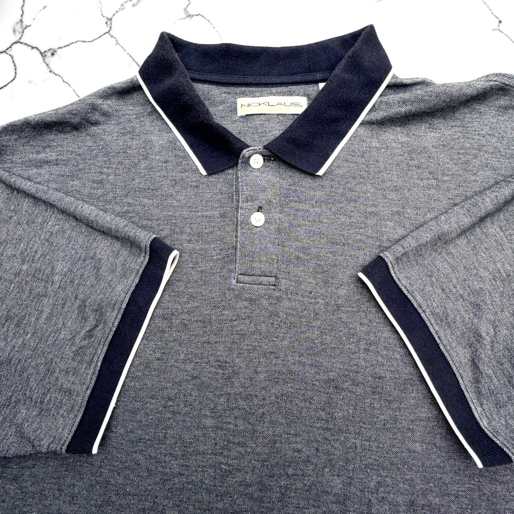 Jack Nicklaus Golf Polo Shirt Mens Size XL Blue Cotton Blend Short Sleeve Casual